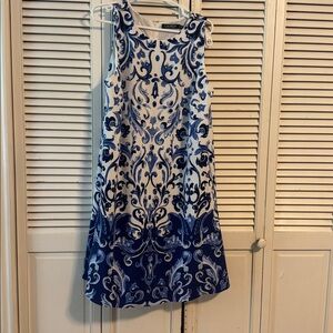 Ralph Lauren Blue and White Patterned Dress